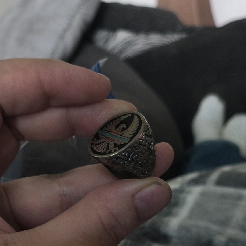 Silver Navijo Harley Davidson Ring Unmarked Heavy Silver